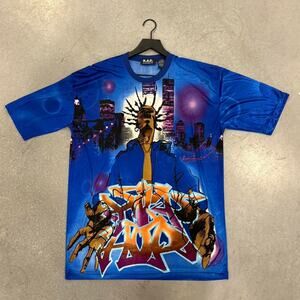 Blue y2k graffiti streetwear tee